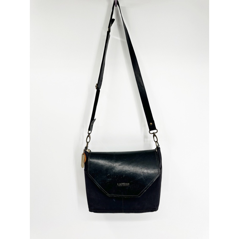 R. Riveter Crossbody Bag Medium Navy Black American Handmade Straps